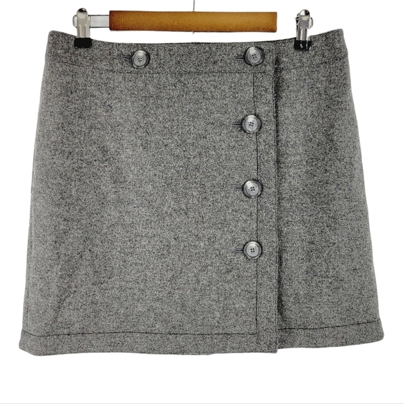 Ann Taylor loft Gray wool blend wrapskirt size 8 - Picture 1 of 11